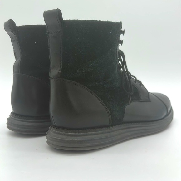 Cole Haan Mens Original Grand OS Cap Toe Laced Boots Black Leather Size 11.5 - Picture 8 of 12
